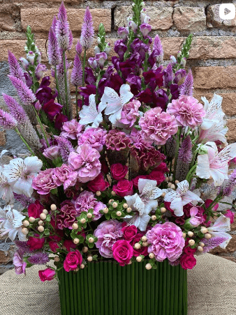 Composição em tons de roxo e rosa